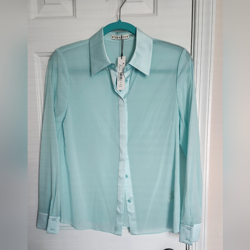 Alice + Olivia Silk Button Down Shirt
